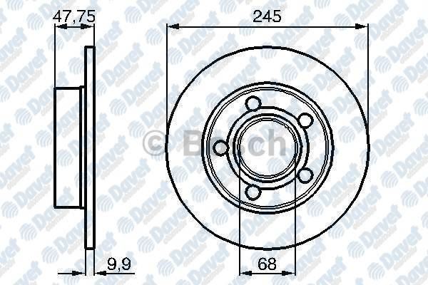 BOSCH 0986478888 Fren Diski Arka 245mm Passat 1.8 20v 1.9tdi 2.5tdi 2.3 Vr5 2.8 30v 97->